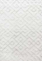 Pochon - Tapijt Pisa - Room - 110x60x2 - Vloerkleed - Geometrisch - Hoogpolige Vloerkleed - Rechthoekige Tapijt - Rechthoekige Vloerkleed