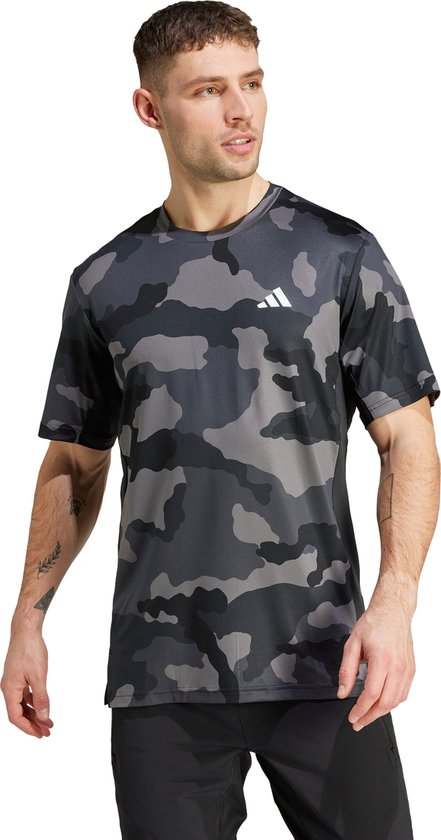 adidas Performance Train Essentials Camo Allover Print T-shirt - Heren - Zwart- L