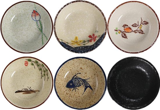 NOVAJOY Keramik Dipschalen x 6, Saucenschalen für Sushi, Dipschalen