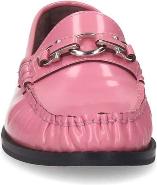 Sacha - Dames - Zwarte leren loafers met goudkleurige chain - Maat 37