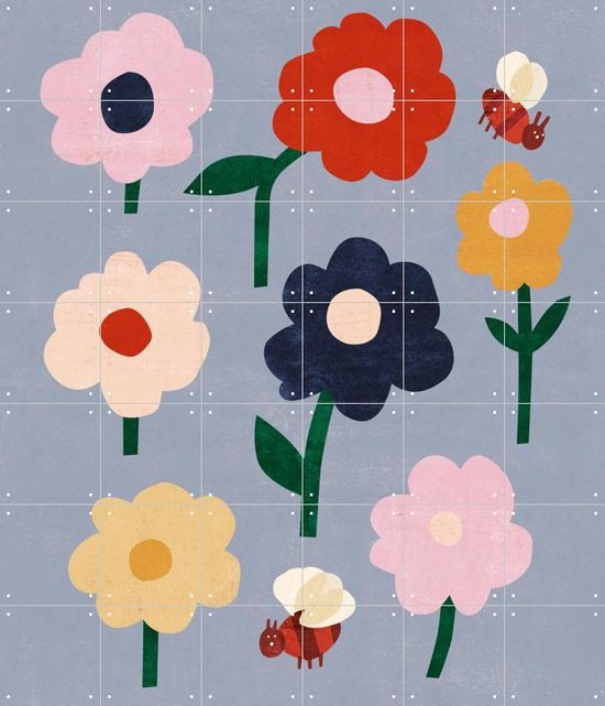 IXXI Flowers & Bees - Wanddecoratie - Kinderen - 120 x 140 cm