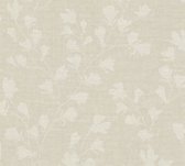 Bloemen behang Profhome 387474-GU vliesbehang hardvinyl warmdruk in reliëf licht gestructureerd met bloemmotief mat beige grijs taupe 5,33 m2