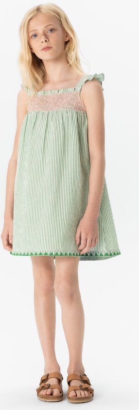 Sissy-Boy - Groen gestreepte jurk met ruffle details