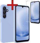 Hoesje Geschikt voor Samsung A25 Hoesje Siliconen Case Hoes Met Screenprotector - Hoes Geschikt voor Samsung Galaxy A25 Hoes Cover Case - Lichtblauw