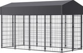 BingoPaw - Hondenkennel - Buiten - 120x249x165cm - Stevige constructie - Afsluitbare deur - Beschermend dak - Gaasontwerp - Zwart