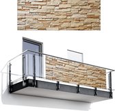 Balkonscherm 300x110 cm - Balkonposter Stenen - Beige - Bruin - Licht - Balkon scherm decoratie - Balkonschermen - Balkondoek zonnescherm