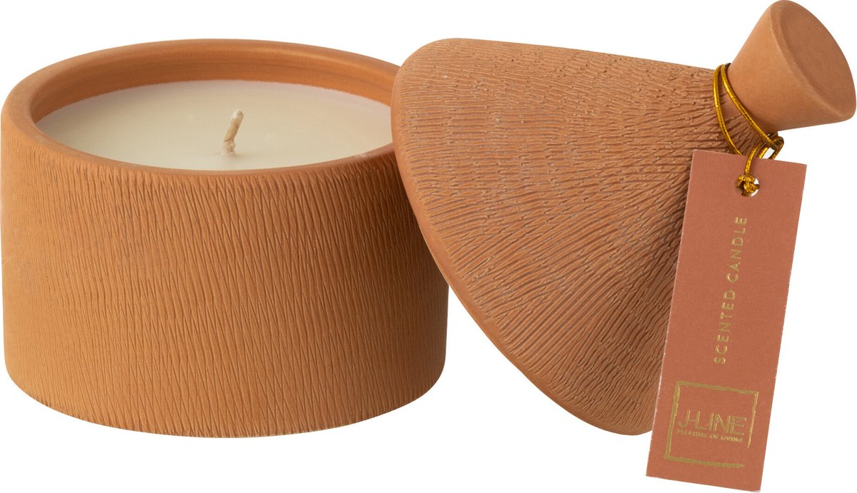 J-Line geurkaars - Mimosa & Rose - keramiek - terracotta - 40U Oranje