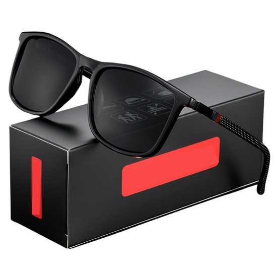 Livano Polaroid Zonnebril Voor Heren - Zonnenbrillen - Zonnenbril - Sun Glasses - Sunglasses - Techno Bril - Rave & Festival - Premium Quality - Glanzend Zwart