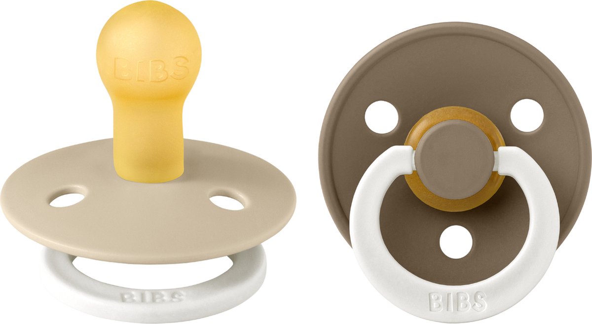 Goedkoopste BiBS - Colour Pacifier Glow in the Dark - Stage 2 Fopspeen - 6 maanden - 2 stuks - Vanilla Glow / Dark Oak Glow