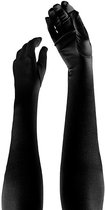 Apollo - Lange handschoenen - Satijnen handschoenen 60 cm - Zwart - One size - accessoires - Lange handschoenen verkleed - Carnaval