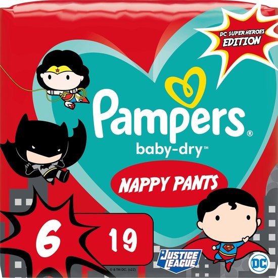 Pampers Baby Dry Pants - maat 6 - 19 luierbroekjes - 15+kg - Justice League/Superheldeneditie