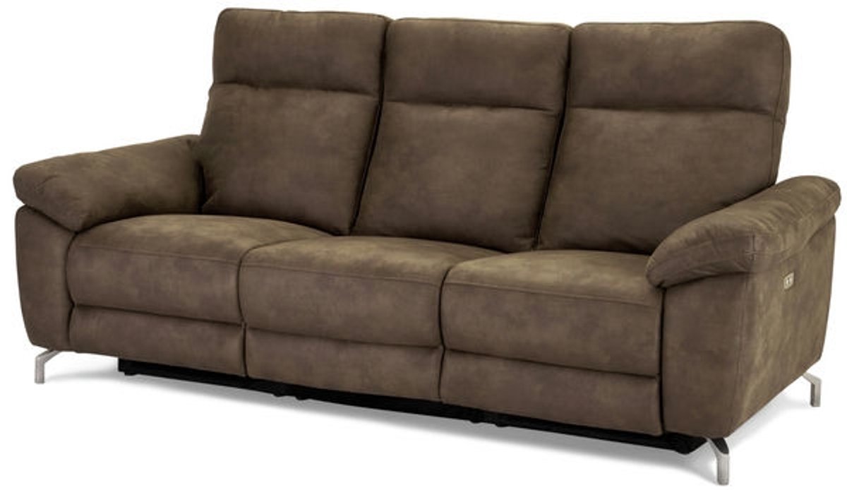 Bank 3-Zits - Bruin Stof - Zithoogte 46cm - Selesta - Giga Meubel