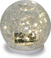 DILAMPO - Glazen bollen - ledverlichting op zonne-energie - breuk glas look - set van 3 stuks - Tuinverlichting - Nachtlampje