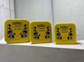 Pokémon Pikachu set van 3 Snackboxen - Koekendoos 3-delig 11,5x11,5xH 5,5cm 10 x 10 x H 5cm 8,5x8,5xH 4,5cm