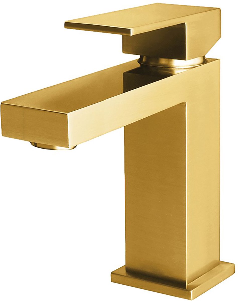 Wastafelkraan - Wastafelmengkraan - Lonis Crinty - Opbouw - Vierkant - PVD - Geborsteld Goud