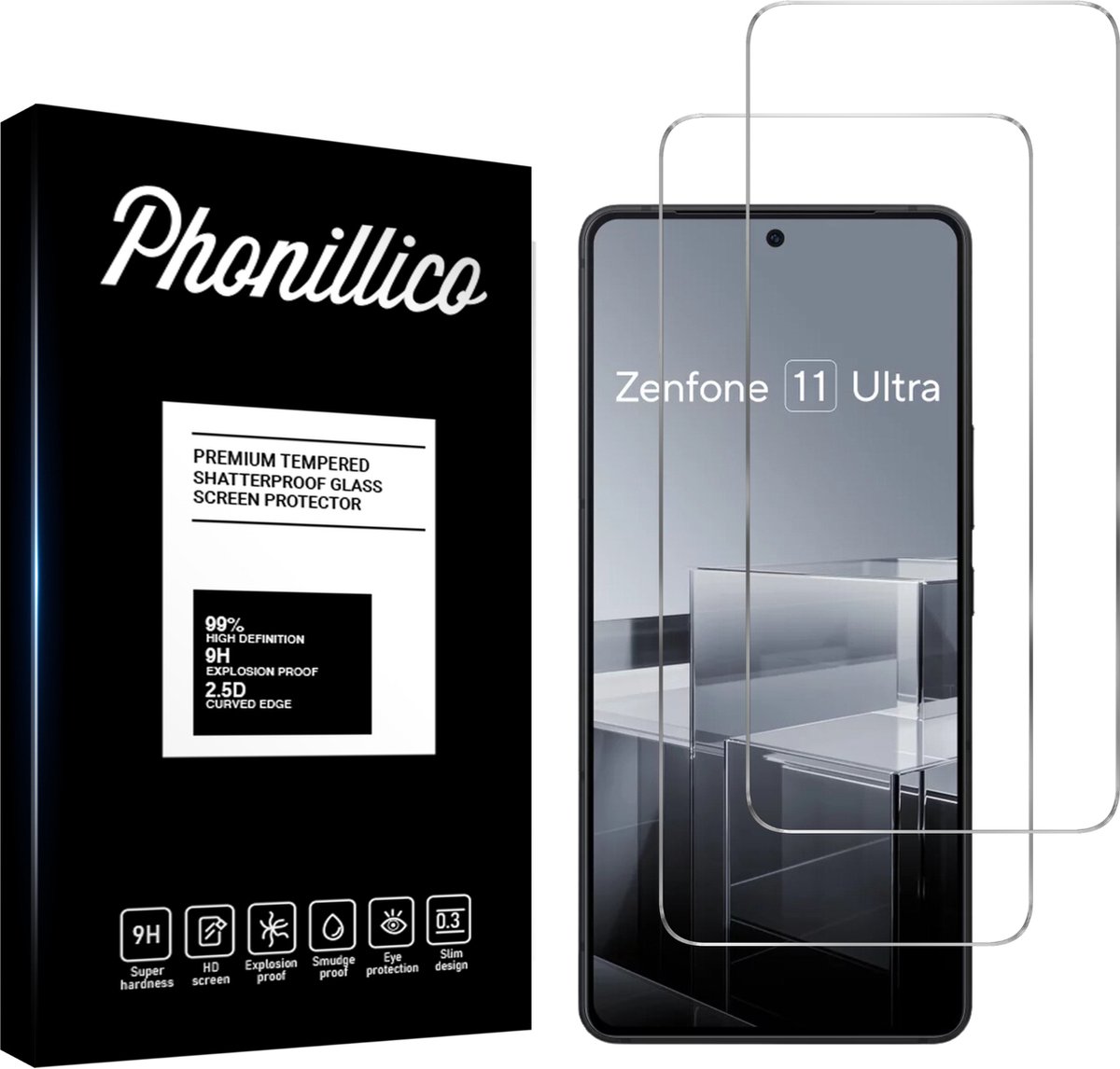 Screenprotector voor Asus Zenfone 11 Ultra 5G - 2 stuks Beschermglas van glas Transparante glazen schermbeschermfolie