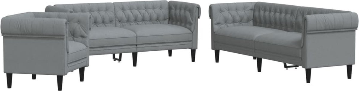 vidaXL - 3-delige - Loungeset - stof - lichtgrijs