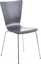 In And OutdoorMatch Bezoekersstoel Coty - eetkamerstoel - Grijs houten zitting - chromen poten - Zithoogte 45 cm - Stapelbaar - makkelijk schoon te maken - set van één - modern