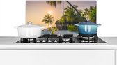 Spatscherm keuken 60x30 cm - Kookplaat achterwand Strand - Palmbomen - Thailand - Muurbeschermer - Spatwand fornuis - Hoogwaardig aluminium