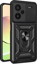 Geschikt voor Xiaomi Redmi Note 13 Pro Plus 5G - Ultradun - Schokbestendig - Magnetische Ringstandaard - Back Cover Hoesje - Zwart