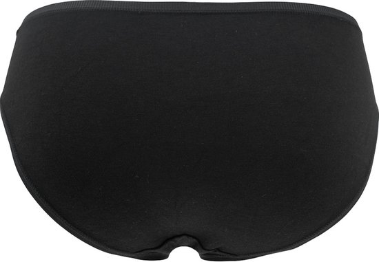 Achterkant van een zwarte bamboe slip voor dames.