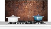 Spatscherm keuken 120x60 cm - Kookplaat achterwand Staal - Roest print - Brons - Structuur - Muurbeschermer - Spatwand fornuis - Hoogwaardig aluminium