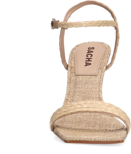 Sacha - Dames - Beige sandalen met goudkleurige hak - Maat 38