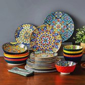 AM Products - Service de vaisselle - 24 pièces - 6 personnes - Services de table - Style Bohème - Céramique