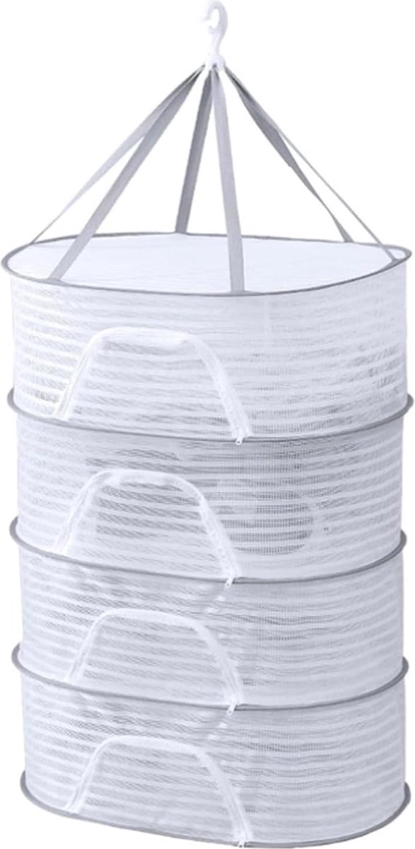 Goedkoopste Allecto Plus - 4-laags kruidendroger hangend met rits 50 × 70 cm - Droognet voor kruiden en bloemen - Opvouwbaar droognet voor planten en groenten