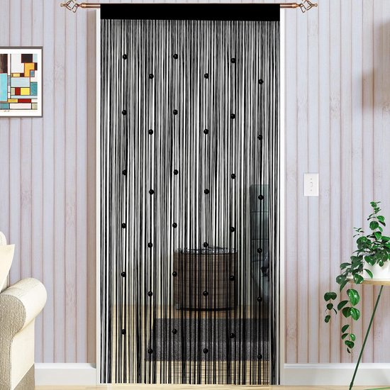 Kralengordijn voor deuren vliegengordijn insectenbescherming voor balkondeur deurgordijn decoratief gordijn 90 x 200 cm zwart met magneetsluiting