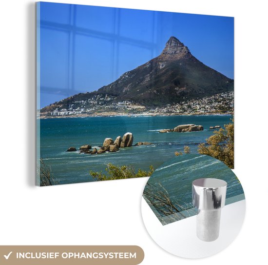 MuchoWow® Glasschilderij 60x40 cm - Schilderij acrylglas - Kaapstad - Zuid afrika - Berg - Foto op glas - Schilderijen
