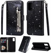 Glitter Bookcase Hoesje Geschikt voor: Samsung Galaxy A53 5G met rits - hoesje - portemonnee hoesje - Zwart - ZT Accessoires