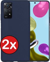 Hoesje Geschikt voor Xiaomi Redmi Note 11s Hoesje Siliconen Case Hoes - Hoes Geschikt voor Xiaomi Redmi Note 11s Hoes Cover Case - Donkerblauw - 2 PACK