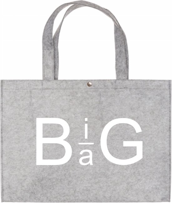 Big Bag - Licht Grijze Vilten Shopper A3 - Grote Tas - Cadeau Vilten Tas - Licht Grijze Vilten Tas Met Hengsels A3 Formaat