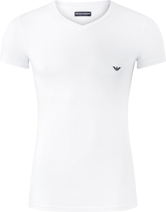 Emporio Armani T-shirt Iconic (1-pack) - heren stretch T-shirt V-neck - wit -  Maat: