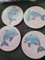 Diamond painting -onderzetters - 4 stuks - dolfijnen