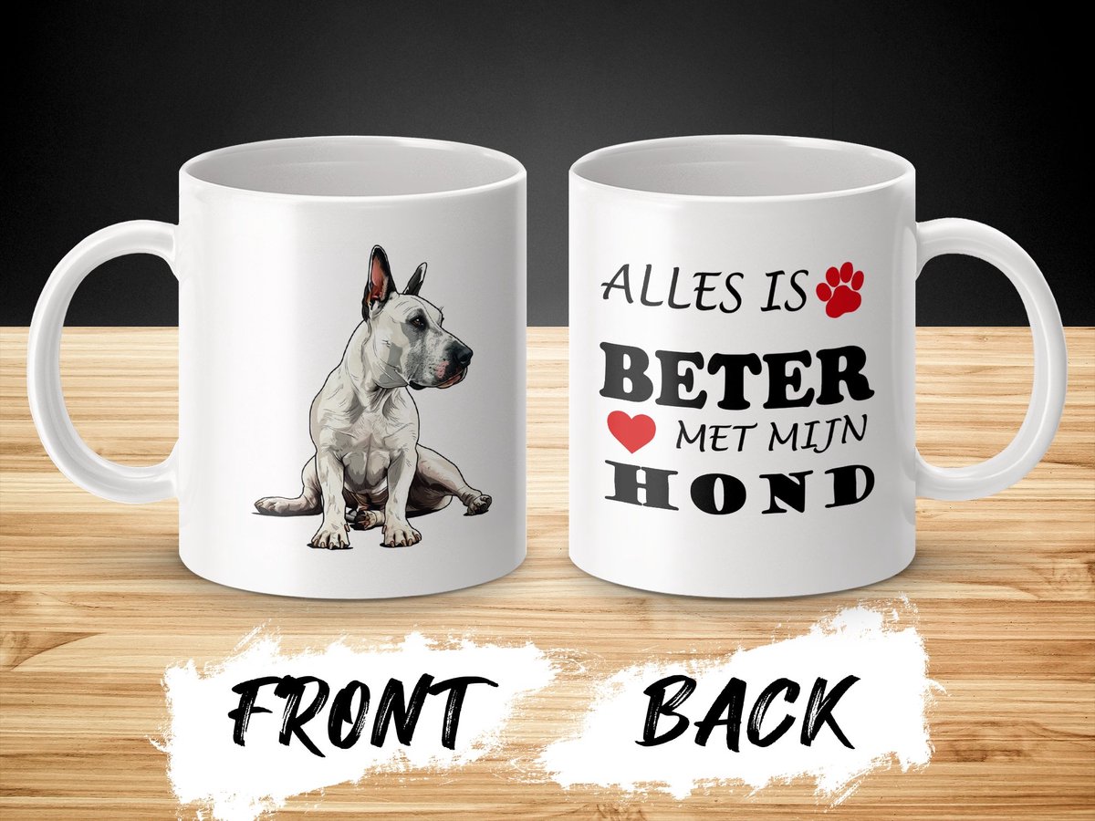 Mok Bull Terrier Alles is beter met mijn hond - dog - doglover