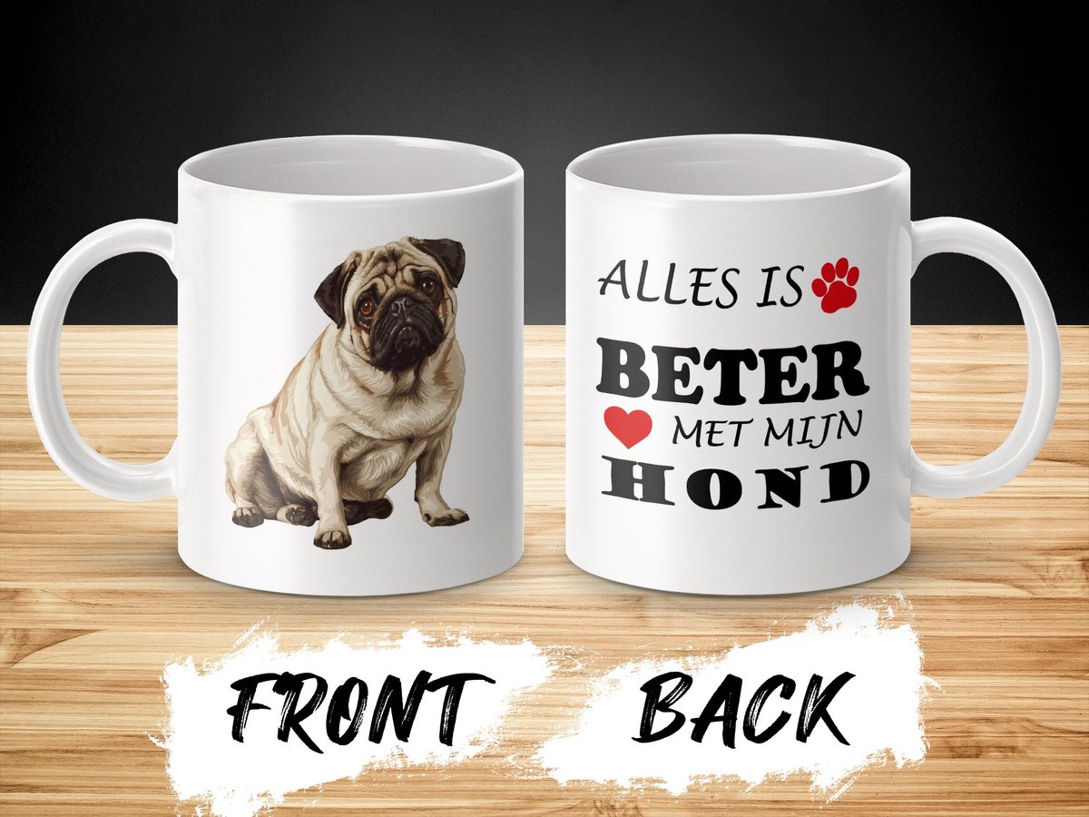 Mok Pug Alles is beter met mijn hond - dog - doglover