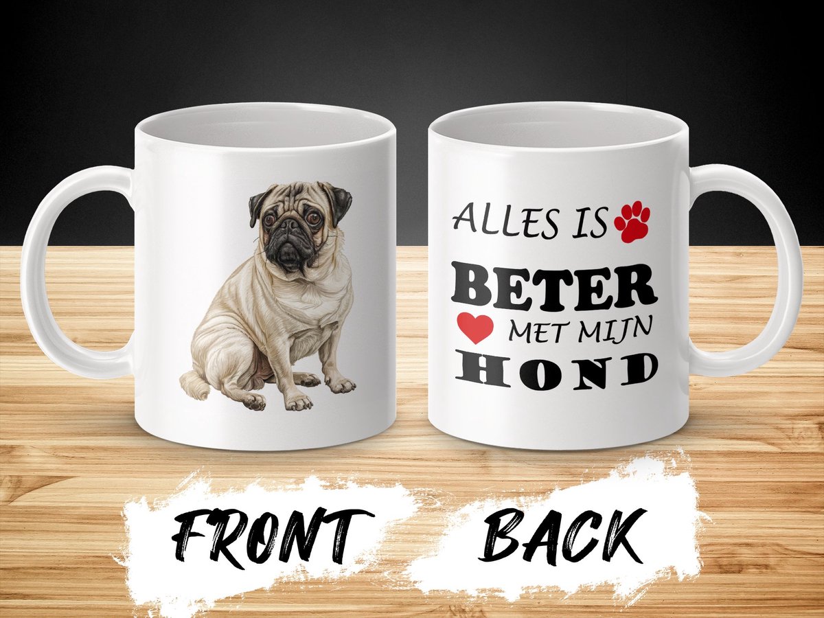 Mok Pug Alles is beter met mijn hond - dog - doglover