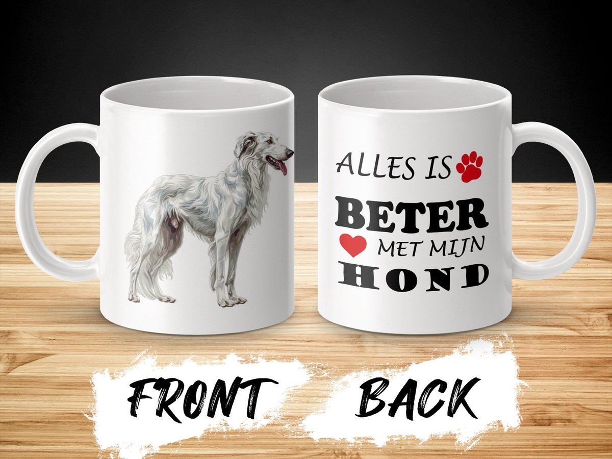 Mok Borzoi Alles is beter met mijn hond - dog - doglover