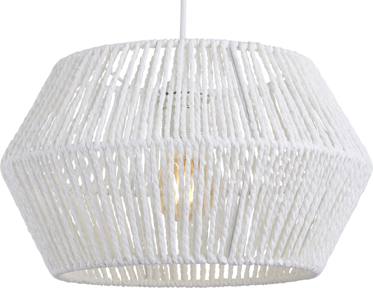 Lighto | Hanglamp Rotan Wit Ø35 cm - Plafondlamp - Japandi Lamp - Eetkamer - Slaapkamer - Woonkamer - Sway