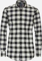 Redmond modern fit overhemd - popeline - zwart geruit - Strijkvriendelijk - Boordmaat: 43/44