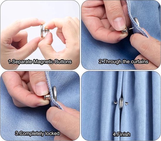 8 Paar Magnetische Gordijnsluiting, Verduisteringsgordijnaccessoire voor Zonwering Gordijnsluiting met Lijm Gordijnmagneten Clips voor Verduisteringsgordijnen