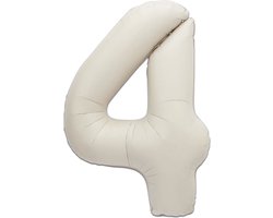 LUQ - Cijfer Ballonnen - Cijfer Ballon 4 Jaar Creme XL Groot - Helium Verjaardag Versiering Feestversiering Folieballon