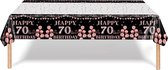 Tafelkleed 70 Jaar Verjaardag Versiering Tafelloper Plastic Tafelzeil Zwart Rosegoud Feest Tafellaken Xl Formaat