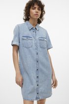 Vero Moda Jurk Vmjennie Ss Short Denim Dress Mix N 10309665 Light Blue Denim Dames Maat - M