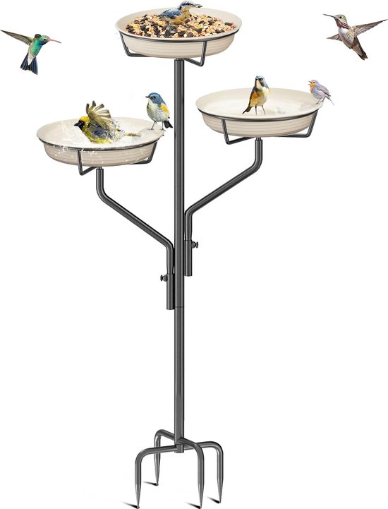 Vogelbad in de tuin - 3 kommen - Vrijstaand vogelbad - Waterbak buiten
