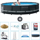 Intex Rond Ultra XTR Frame Zwembad - 488 x 122 cm - Inclusief Pomp - Ladder - Grondzeil - Afdekzeil Filterzand - Schoonmaakset - Zoutwatersysteem - Zwembadzout