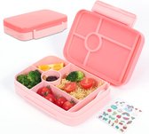 Broodtrommel voor kinderen, lunchbox met vakken, lekvrij Bento Box (roze)