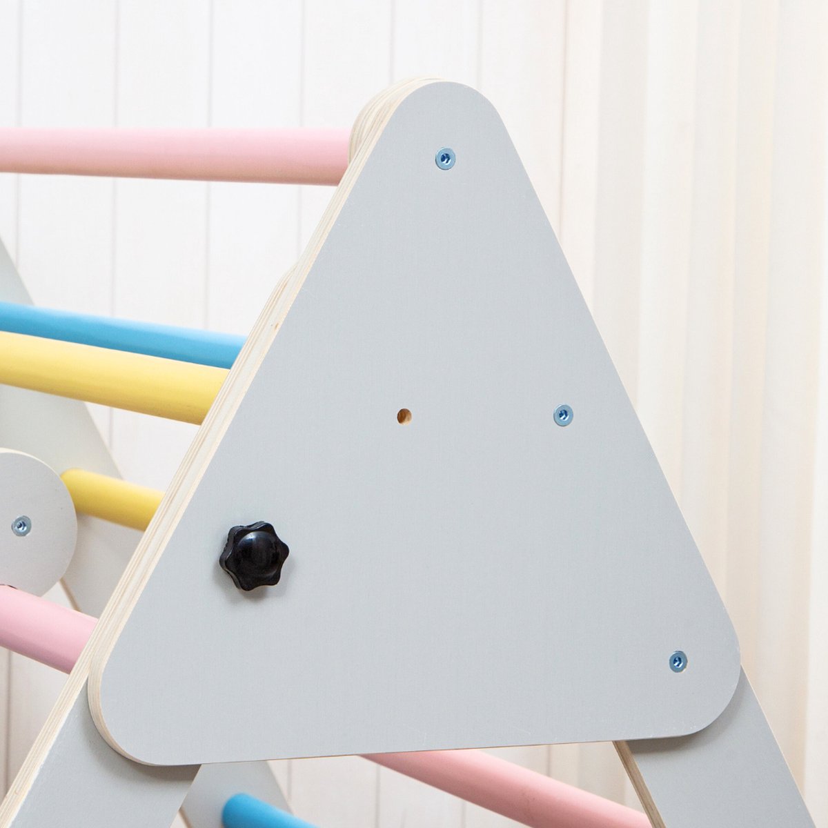 Buxibo Opvouwbare Driehoek Klimboog Helling Met Klimrek/Glijbaan - Montessori Meubels Houten Speelgym Naturel